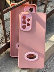 Samsung Galaxy "A73" Silicone "Holo Camera Ring" Case - Pink