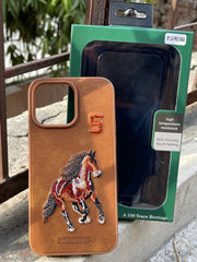 iPhone "14 Pro Max" Polo Embroidered Case - Brown