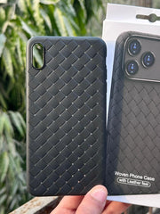 iPhone "XS Max" Premium Woven "Leather Feel" Case - Black