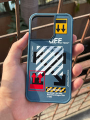 iPhone "13 Pro" Premium Grade Silicone "OFF-WHITE" Case - Blue