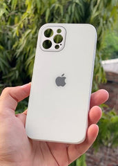 iPhone "12 Pro" Tempered Glass "Chrome" Case - White