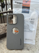 iPhone "14 Pro" Spigen Rugged Texture "LOGO-CUT" Case - Gray