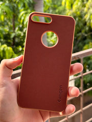 iPhone "7/8 Plus" Spigen Rugged Texture "LOGO-CUT" Case - Brown