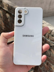 Samsung Galaxy "S21 FE" Tempered Glass "Chrome" Case - White