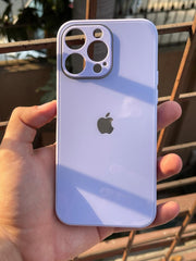 iPhone "14 Pro Max" Tempered Glass "Chrome" Case - Lilac