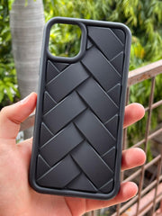 iPhone "11 Pro Max" Premium Silicone "Woven-Bamboo" Case - Black