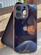 iPhone "14 Pro" Tempered Glass "Chrome" Case - Black