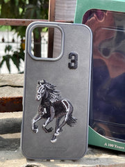 iPhone "16 Pro Max" Polo Embroidered Case - Dark Gray