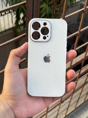 iPhone "13 Pro" Tempered Glass "Chrome" Case - White