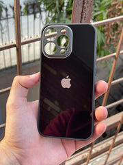 iPhone "13 Pro" Tempered Glass "Chrome" Case - Black