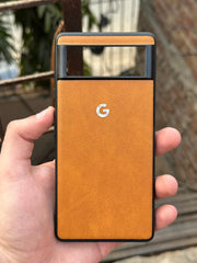 Google Pixel "6" Premium Leather Texture Case - Orange