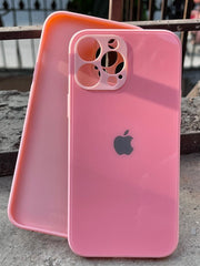 iPhone "13 Pro Max" Tempered Glass "Solid" Case - Pink