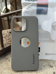 iPhone "13 Pro" Spigen Rugged Texture "LOGO-CUT" Case - Gray