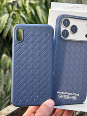 iPhone "X/XS" Premium Woven "Leather Feel" Case - Blue
