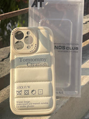 iPhone "13 Pro" Premium Leather Puffer Case - Cream