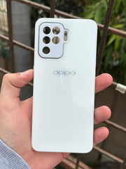 Oppo "F19 Pro" Tempered Glass "Chrome" Case - White