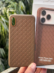 iPhone "X/XS" Premium Woven "Leather Feel" Case - Brown