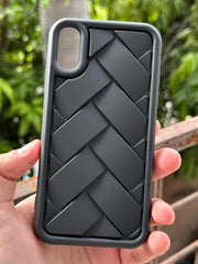 iPhone "X/XS" Premium Silicone "Woven-Bamboo" Case - Black