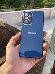 Samsung Galaxy "A73" Tempered Glass "Chrome" Case - Dark Blue