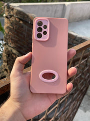 Samsung Galaxy "A73" Silicone "Holo Camera Ring" Case - Pink
