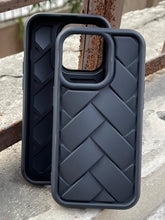 iPhone "14 Pro" Premium Silicone "Woven-Bamboo" Case - Black