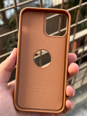 iPhone "12/12 Pro" Spigen Premium Woven Stitched Case - Brown