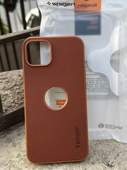 iPhone "13/14" Spigen Rugged Texture "LOGO-CUT" Case - Brown