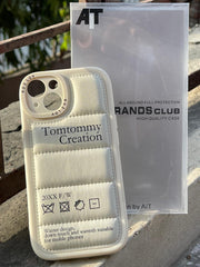 iPhone "13" Premium Leather Puffer Case - Cream