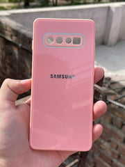 Samsung Galaxy "S10 Plus" Tempered Glass "Chrome" Case - Pink