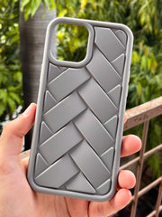 iPhone "12 Pro Max" Premium Silicone "Woven-Bamboo" Case - Gray