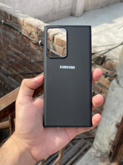 Samsung Galaxy "Note 20 Ultra" Leather Texture Case "Chrome Logo" - Black