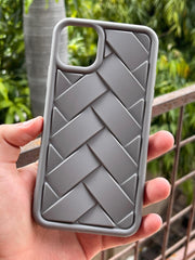 iPhone "11 Pro Max" Premium Silicone "Woven-Bamboo" Case - Gray