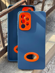 Samsung Galaxy "A73" Silicone "Holo Camera Ring" Case - Dark Blue