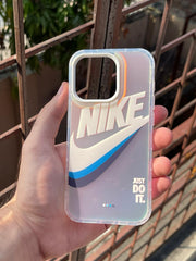 iPhone "14 Pro" Rainbow Translucent Shade Matte Case - White Nike