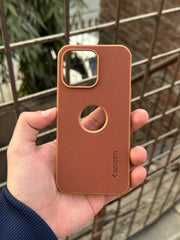 iPhone "13 Pro" Spigen Rugged Texture "LOGO-CUT" Case - Brown