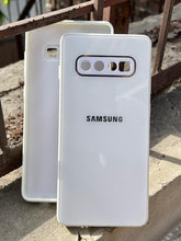 Samsung Galaxy "S10 Plus" Tempered Glass "Chrome" Case - White
