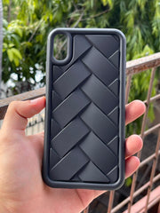 iPhone "XS Max" Premium Silicone "Woven-Bamboo" Case - Black