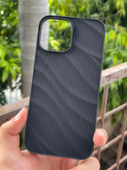 iPhone “12 Pro Max” Premium Silicone “Wavy” Case - Black