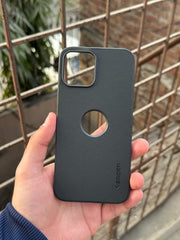 iPhone "12 Pro Max" Spigen Rugged Texture "LOGO-CUT" Case - Black