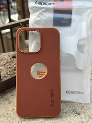 iPhone "13 Pro" Spigen Rugged Texture "LOGO-CUT" Case - Brown
