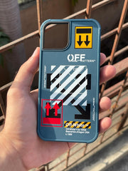 iPhone "13/14" Premium Grade Silicone "OFF-WHITE" Case - Blue