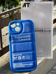 iPhone "13" Premium Leather Puffer Case - Blue