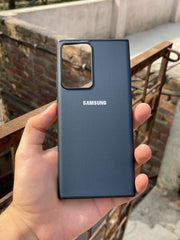 Samsung Galaxy "Note 20 Ultra" Leather Texture Case "Chrome Logo" - Blue