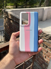 Samsung Galaxy "S21 Ultra" Rainbow Silicone Case - White