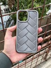 iPhone "13 Pro Max" Premium Silicone "Woven-Bamboo" Case - Gray