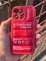 iPhone "13 Pro" Premium Leather Puffer Case - Red