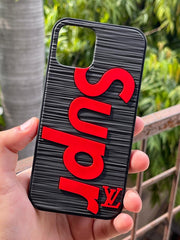 iPhone "12/12 Pro" Embossed "SUPR" Case - Black & Red