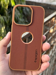 iPhone "16 Pro" Spigen Premium Woven Stitched Case - Brown