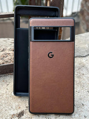 Google Pixel "7" Premium Leather Texture Case - Brown
