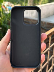 iPhone "14 Pro" Premium Puloka Leather Stripe Case - Black & Orange